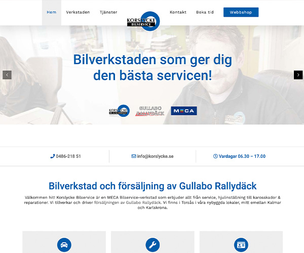 Hemsida Korslycke Bilservice - Portfolio Webb&Form