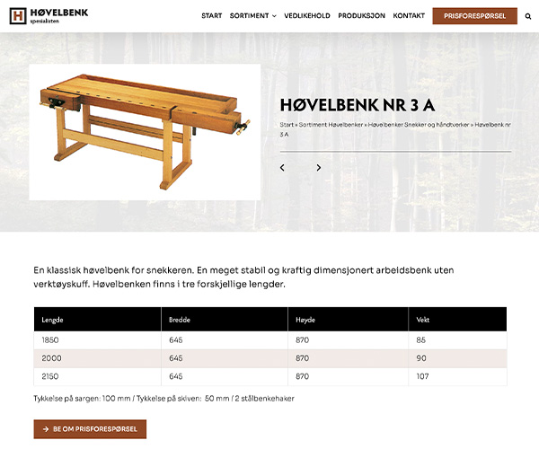 Hemsida Hövelbenkspesialisten - Portfolio Webb&Form