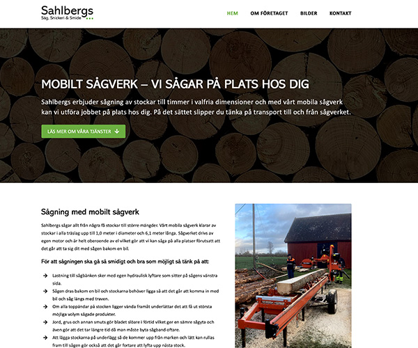 Hemsida Sahlbergs Såg, Snickeri & Smide - Portfolio Webb&Form