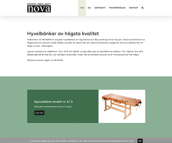Hemsida HB Nova - Portfolio Webb&Form